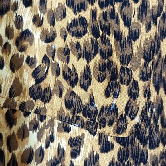 Liz Wear 90's Vintage Leopard Print Long Sleeve Button Down Shirt Brown Black M - Picture 7 of 12